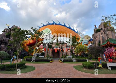 Johor, Malaysia, - Feb 8, 2019: A grand scenic traditional colourful chinese dragon temple in Yong Peng, Johor Malaysia - World`s largest and longest Stock Photo